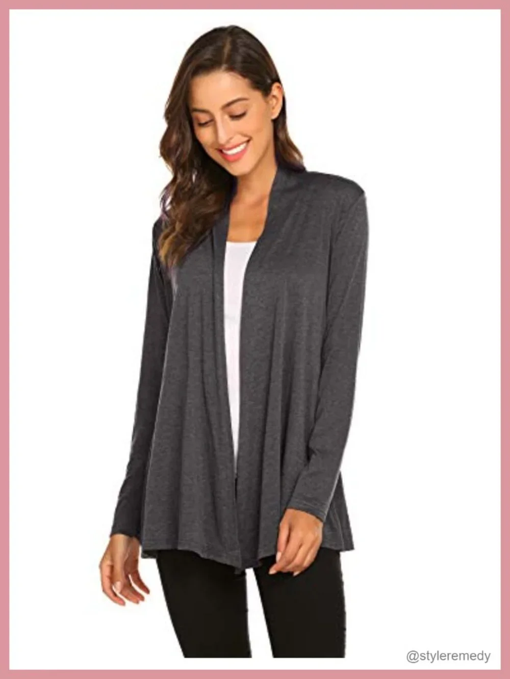 Lightweight Long Sleeve Cardigan Soft Drape Open Front Fall Dusters